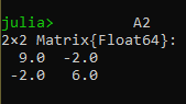 Resultado de la descomposición espectral en Julia