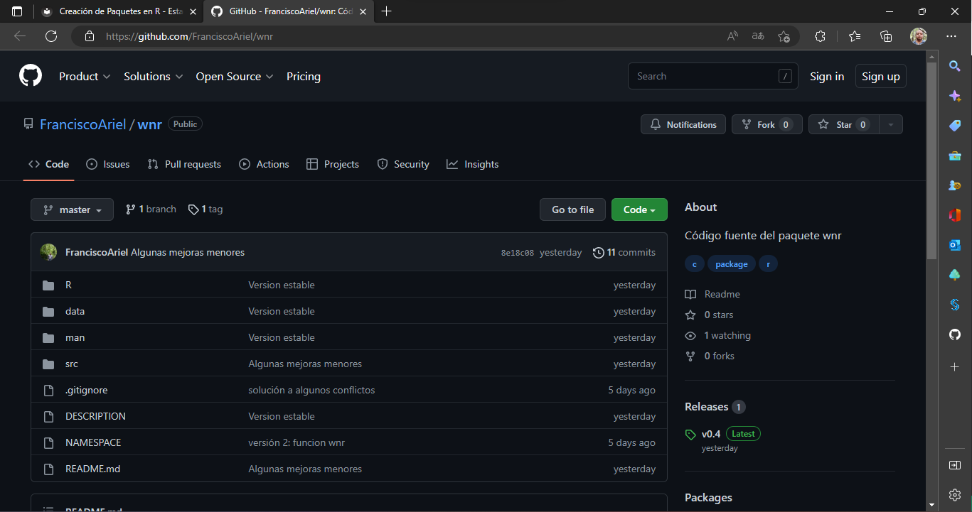 Repositorio github wnr