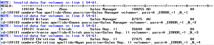 Error en la lectura de datos