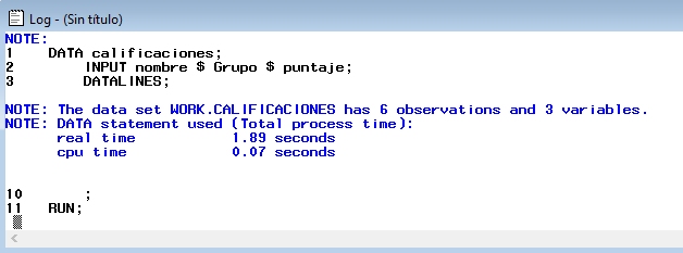 Log del DATA STEP